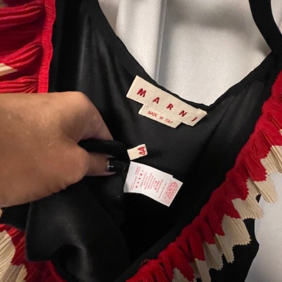 MARNI Silk Sleeveless Blouse with Ribbed Ruffle Detail IT 44 (US 8) - Picture 5 of 11